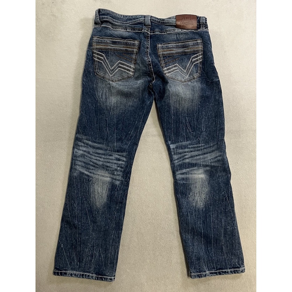 Axe & Crown Premium Classic Straight Jeans Men's Size 33x30 Chevron Embroidery
